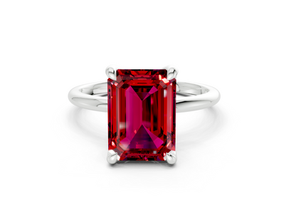 Phoenix Ruby Gemstone Solitaire Emerald Cut 1.8mm Engagement Ring