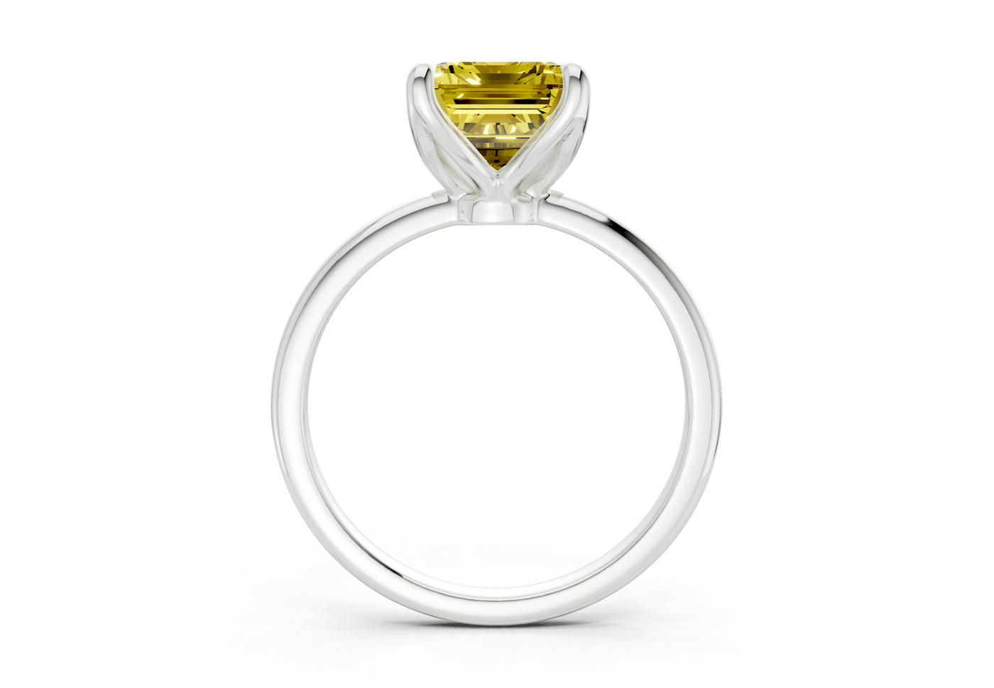 Phoenix Yellow Diamond Solitaire Emerald Cut 1.8mm Engagement Ring