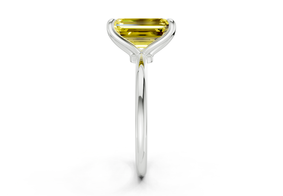 Phoenix Yellow Diamond Solitaire Emerald Cut 1.8mm Engagement Ring
