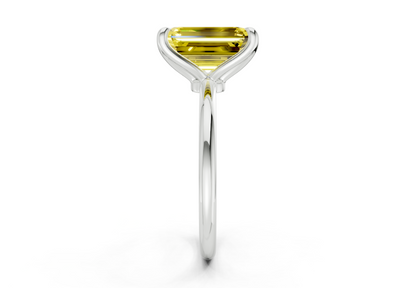 Phoenix Yellow Diamond Solitaire Emerald Cut 2mm Engagement Ring