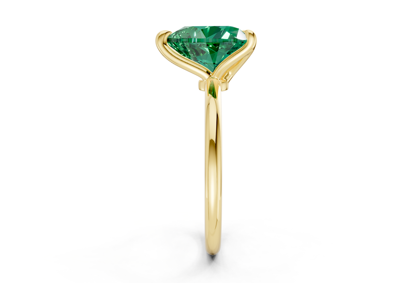 Phoenix Emerald Gemstone Solitaire Heart Cut 2.3mm Engagement Ring