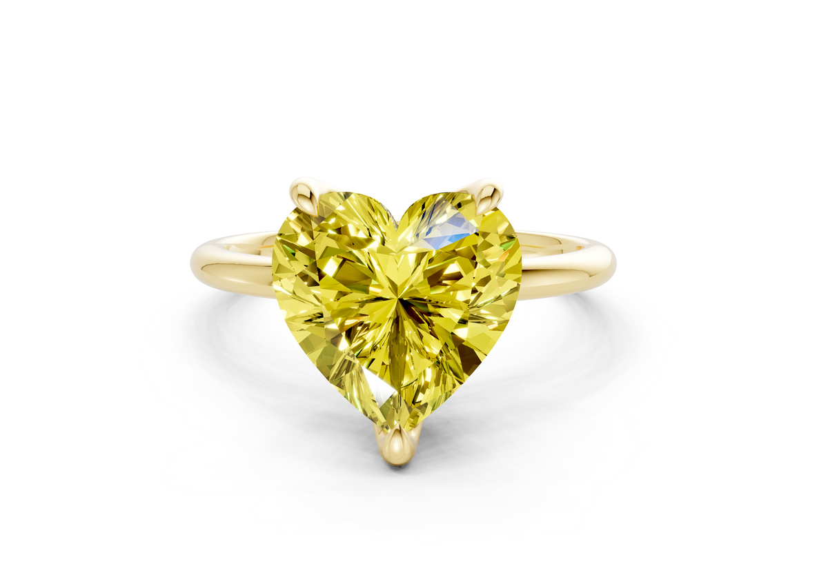 Phoenix Yellow Diamond Solitaire Heart Cut 1.8mm Engagement Ring