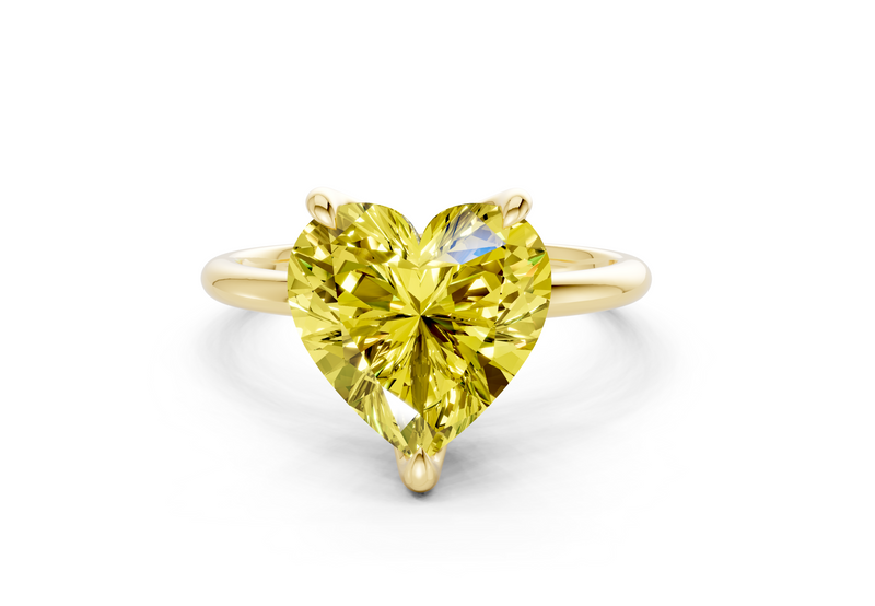 Phoenix Yellow Diamond Solitaire Heart Cut 2mm Engagement Ring