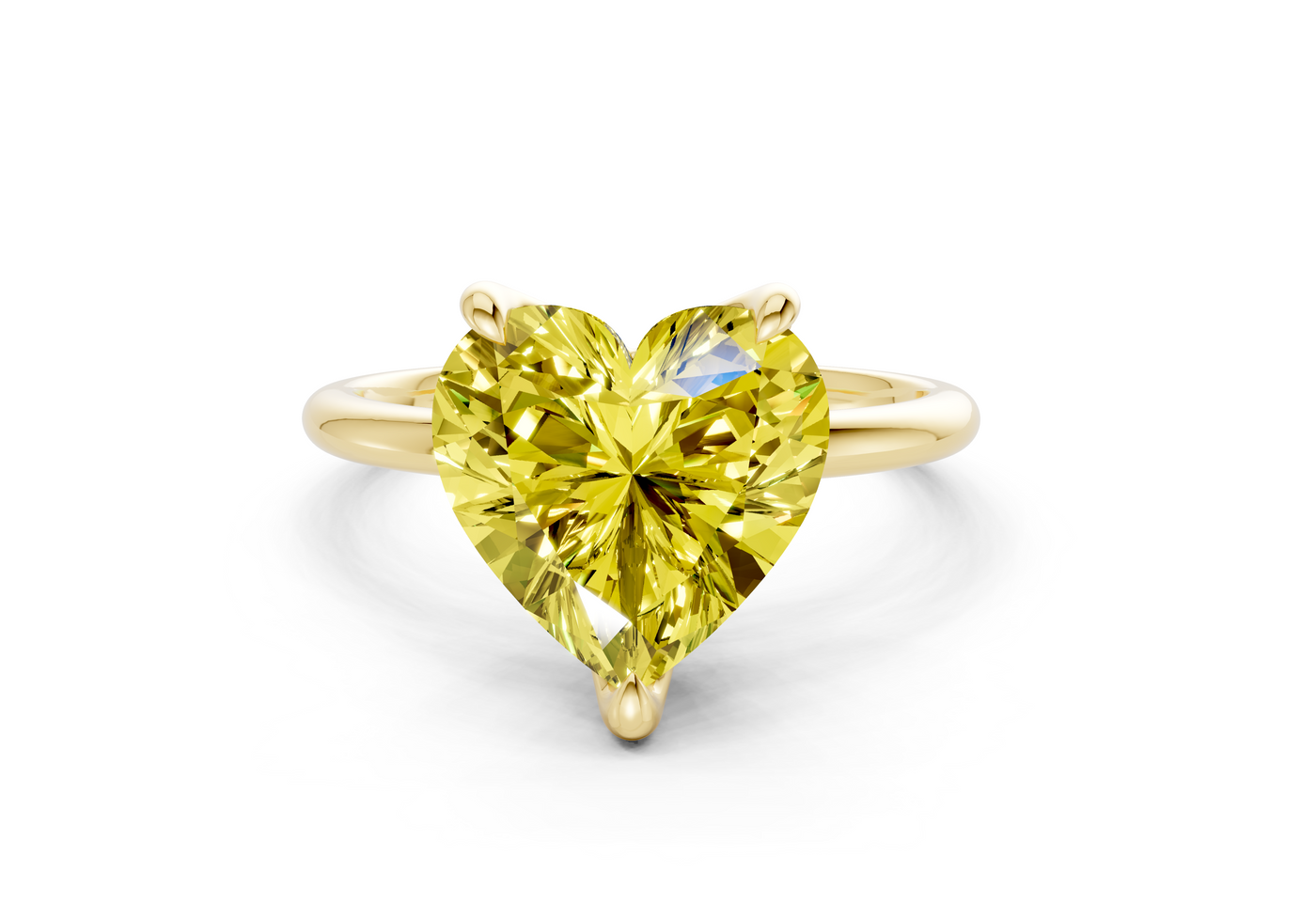 Phoenix Yellow Diamond Solitaire Heart Cut 2.3mm Engagement Ring