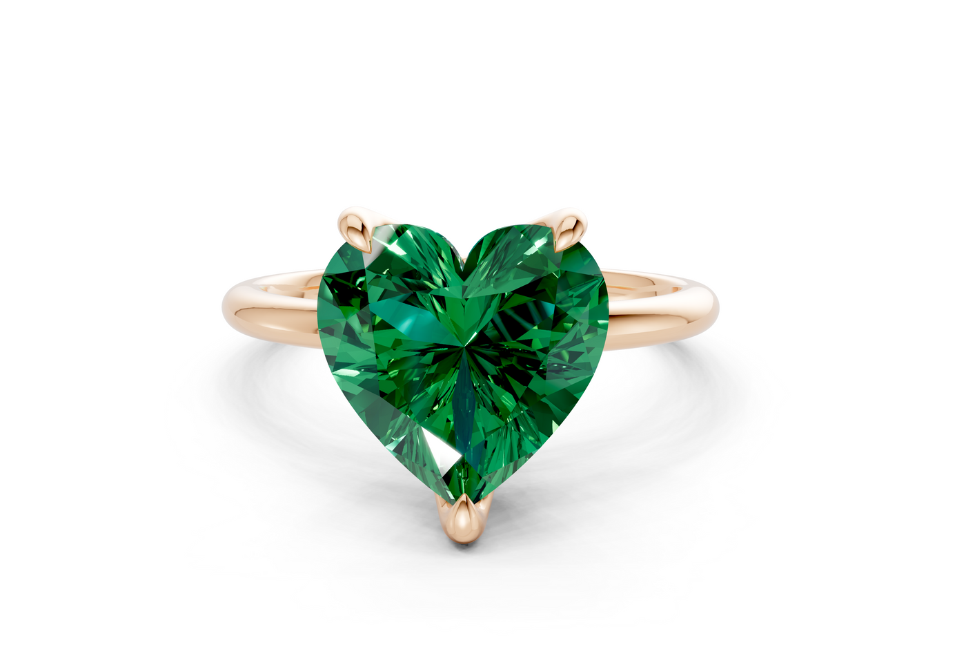 Phoenix Emerald Gemstone Solitaire Heart Cut 1.8mm Engagement Ring