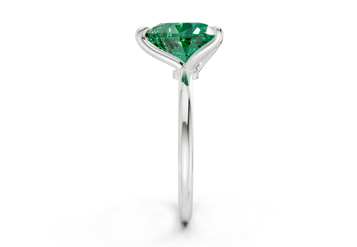 Phoenix Emerald Gemstone Solitaire Heart Cut 1.8mm Engagement Ring