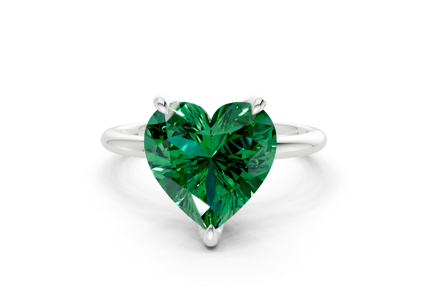 Phoenix Emerald Gemstone Solitaire Heart Cut 2.3mm Engagement Ring