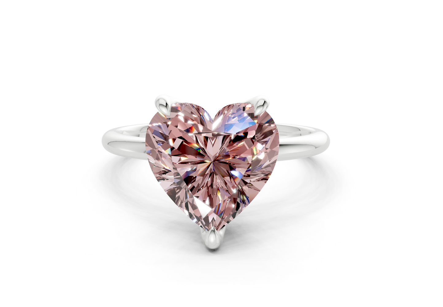 Phoenix Pink Diamond Solitaire Heart Cut 2mm Engagement Ring