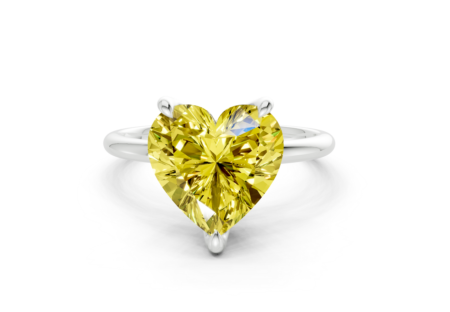 Phoenix Yellow Diamond Solitaire Heart Cut 1.8mm Engagement Ring