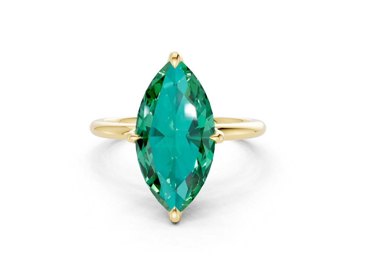 Phoenix Emerald Gemstone Solitaire Marquise Cut 1.8mm Engagement Ring