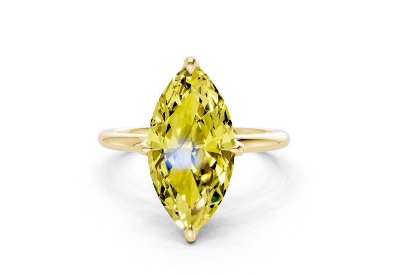 Phoenix Yellow Diamond Solitaire Marquise Cut 1.8mm Engagement Ring