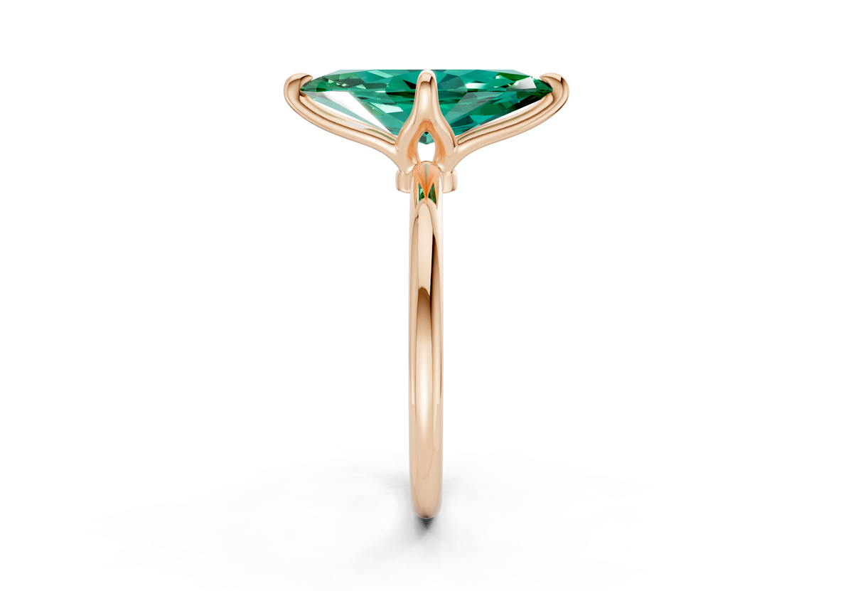 Phoenix Emerald Gemstone Solitaire Marquise Cut 1.8mm Engagement Ring