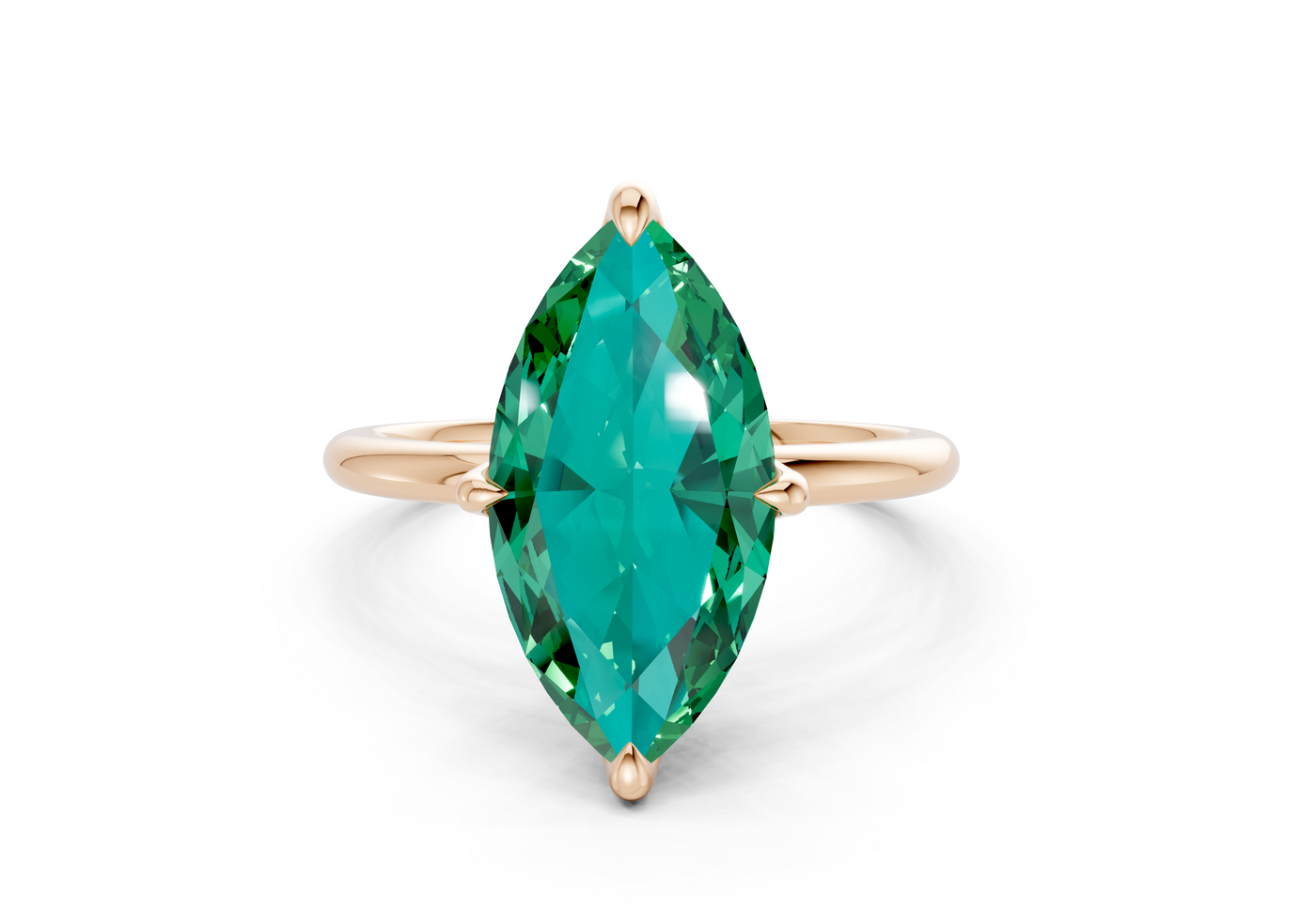 Phoenix Emerald Gemstone Solitaire Marquise Cut 1.8mm Engagement Ring
