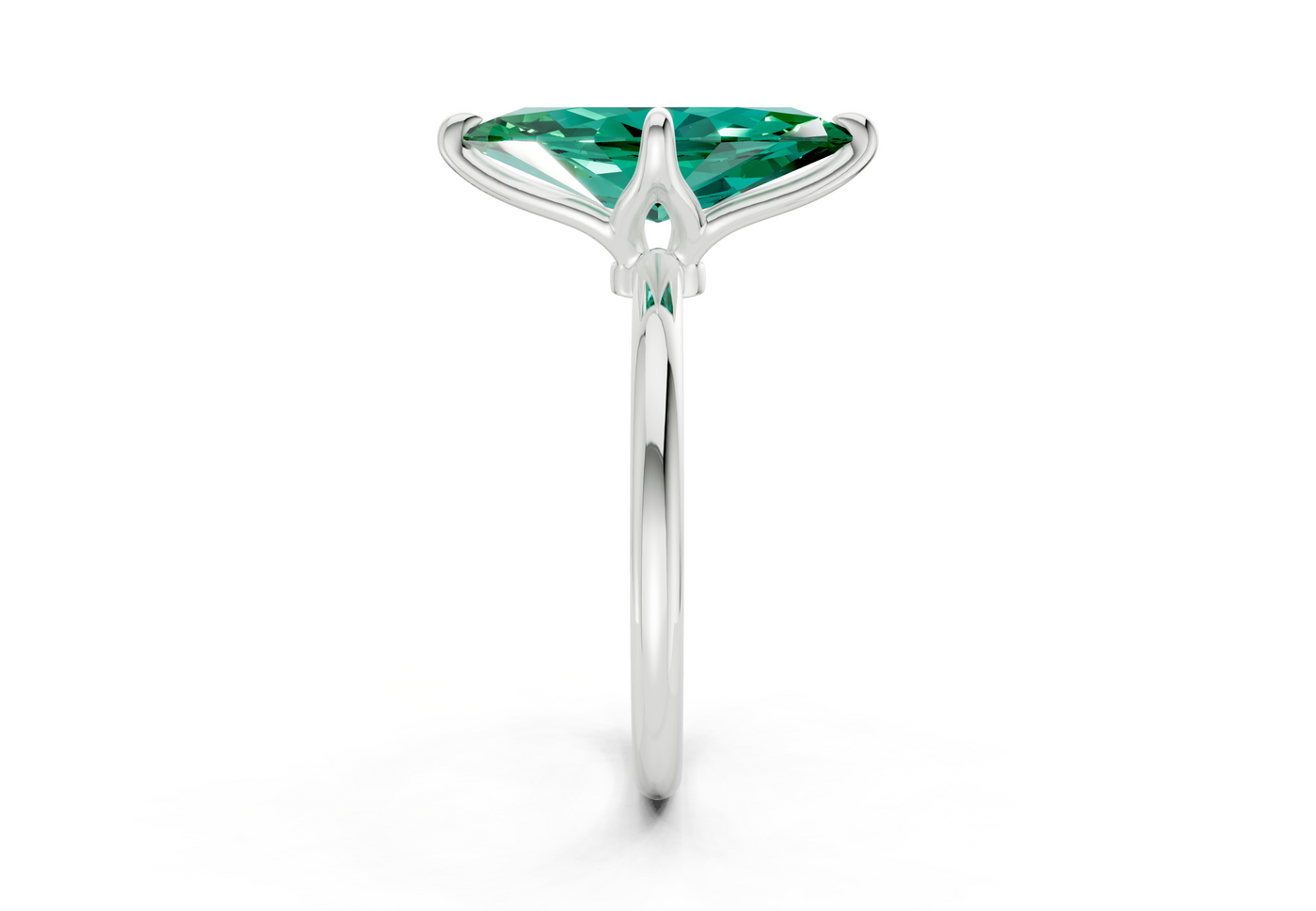 Phoenix Emerald Gemstone Solitaire Marquise Cut 1.8mm Engagement Ring
