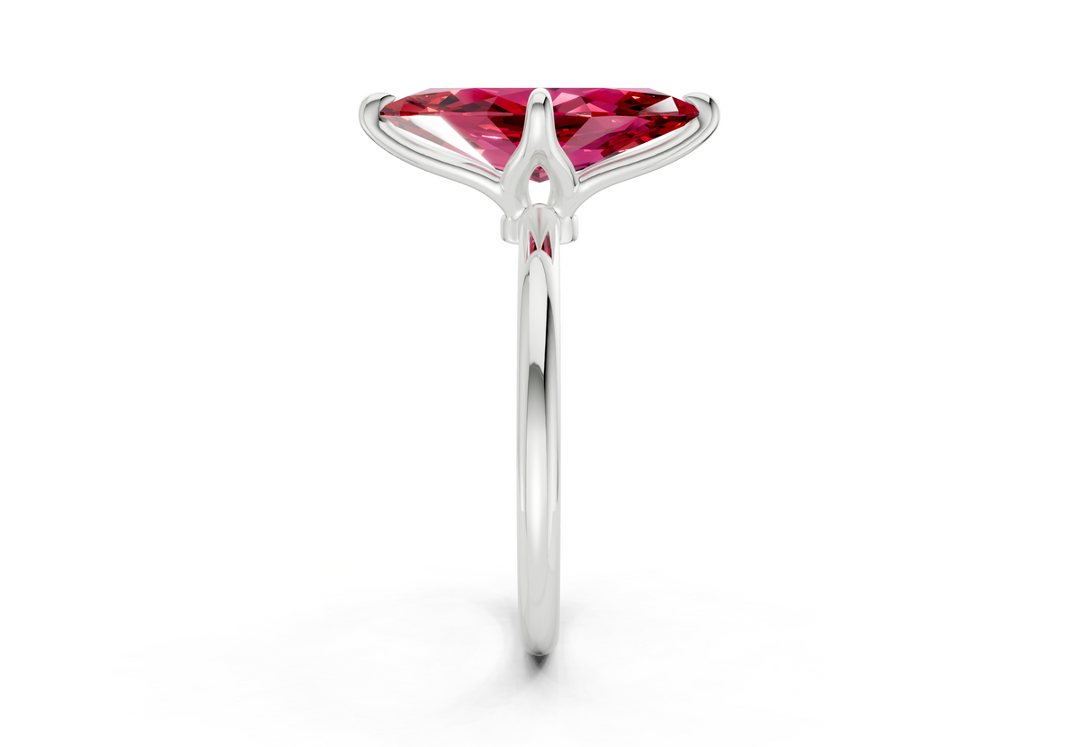 Phoenix Ruby Gemstone Solitaire Marquise Cut 1.8mm Engagement Ring