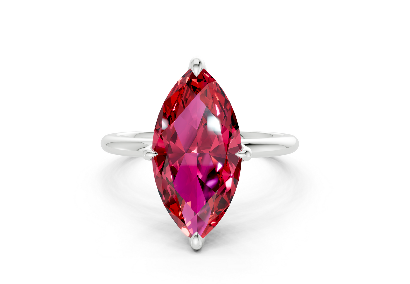 Phoenix Ruby Gemstone Solitaire Marquise Cut 1.8mm Engagement Ring