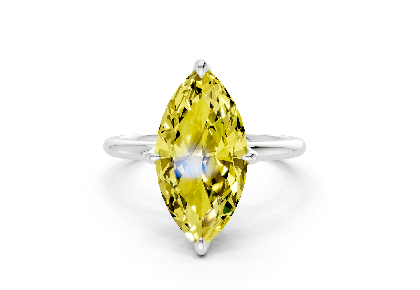 Phoenix Yellow Diamond Solitaire Marquise Cut 2mm Engagement Ring