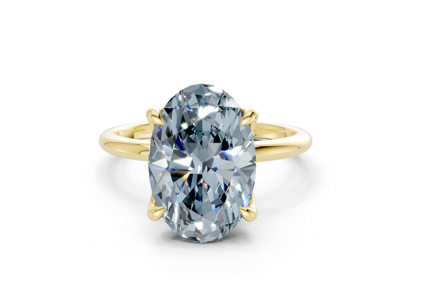 Phoenix Blue Diamond Solitaire Oval Cut 1.8mm Engagement Ring