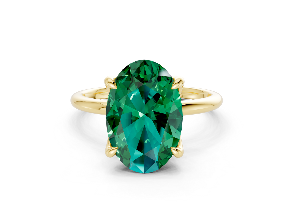 Phoenix Emerald Gemstone Solitaire Oval Cut 1.8mm Engagement Ring