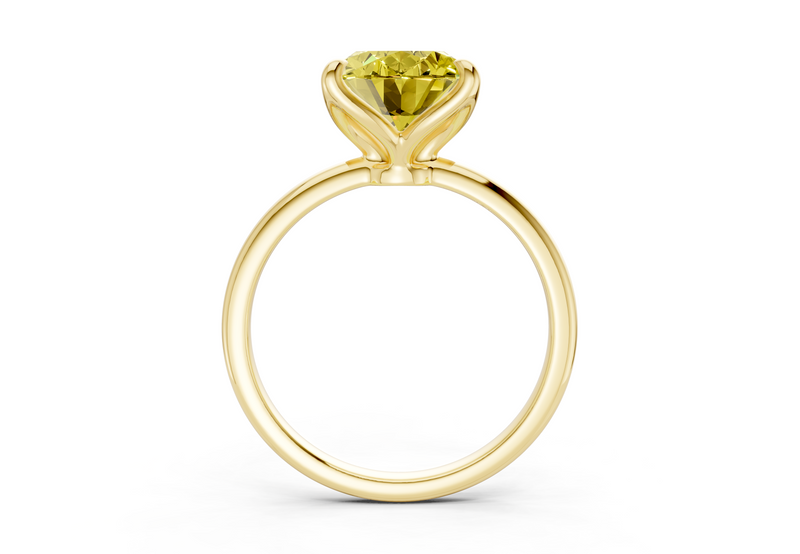 Phoenix Yellow Diamond Solitaire Oval Cut 1.8mm Engagement Ring