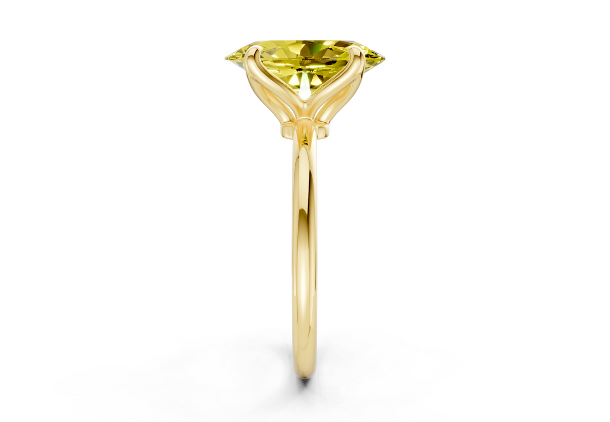 Phoenix Yellow Diamond Solitaire Oval Cut 1.8mm Engagement Ring