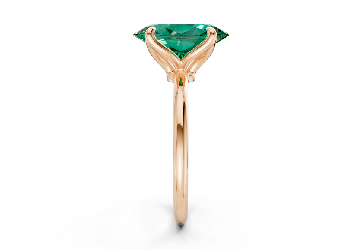 Phoenix Emerald Gemstone Solitaire Oval Cut 1.8mm Engagement Ring