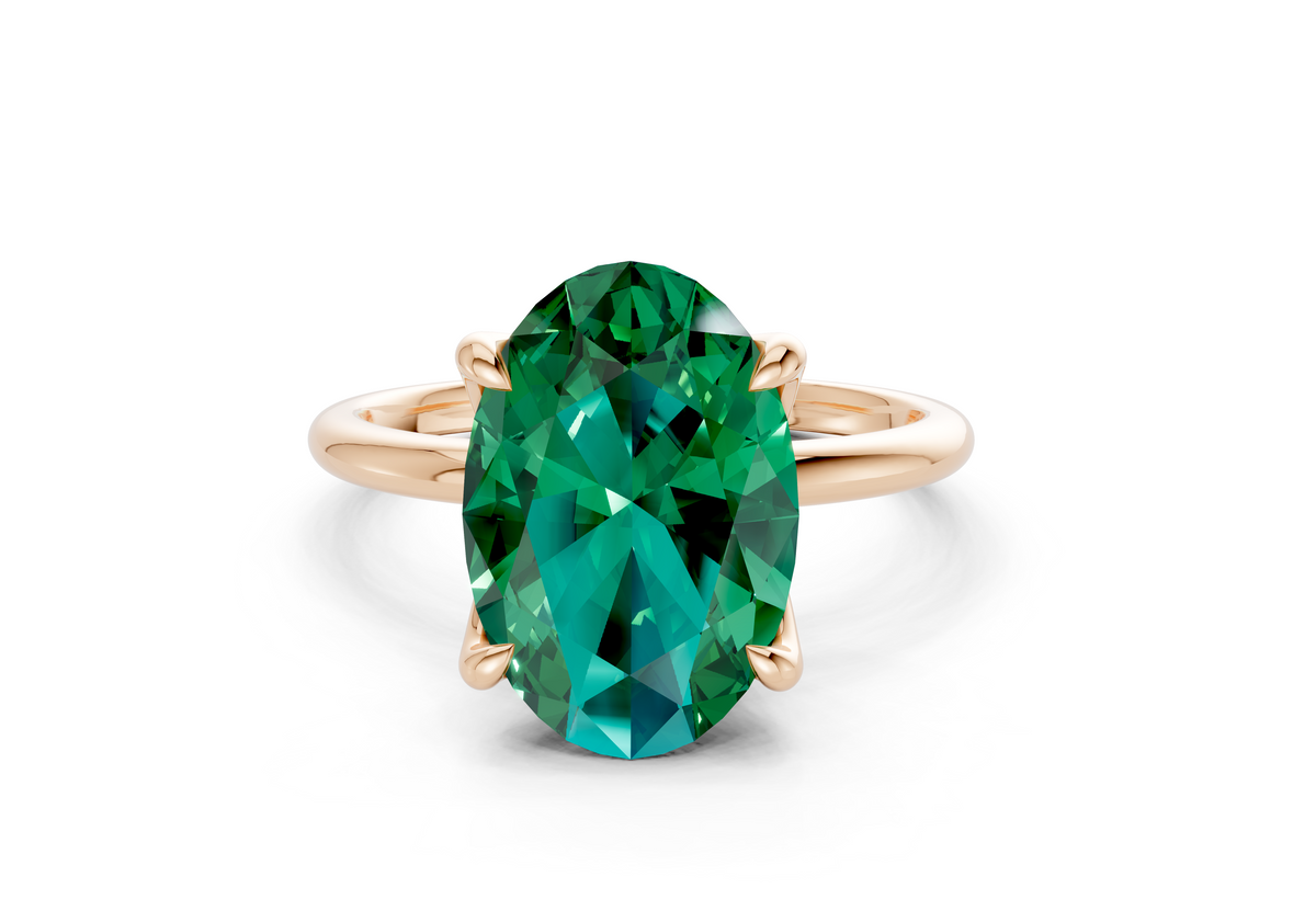 Phoenix Emerald Gemstone Solitaire Oval Cut 1.8mm Engagement Ring
