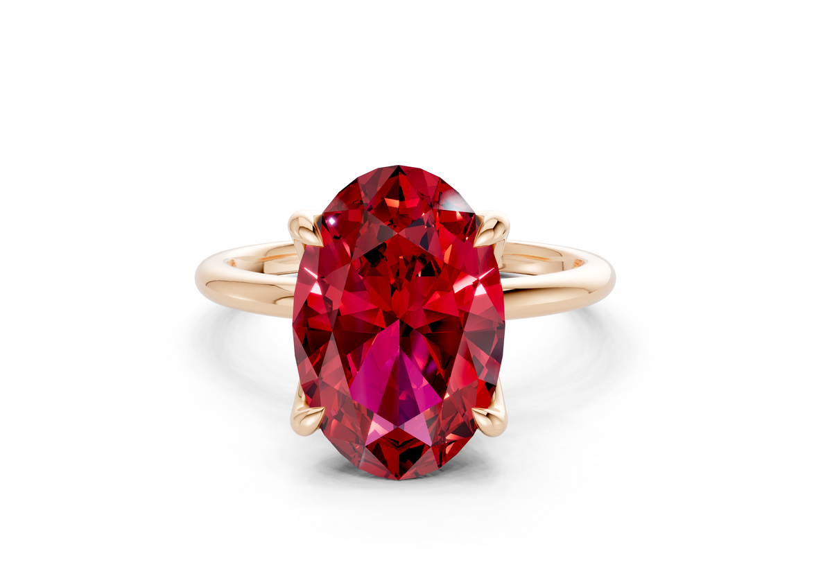 Phoenix Ruby Gemstone Solitaire Oval Cut 1.8mm Engagement Ring