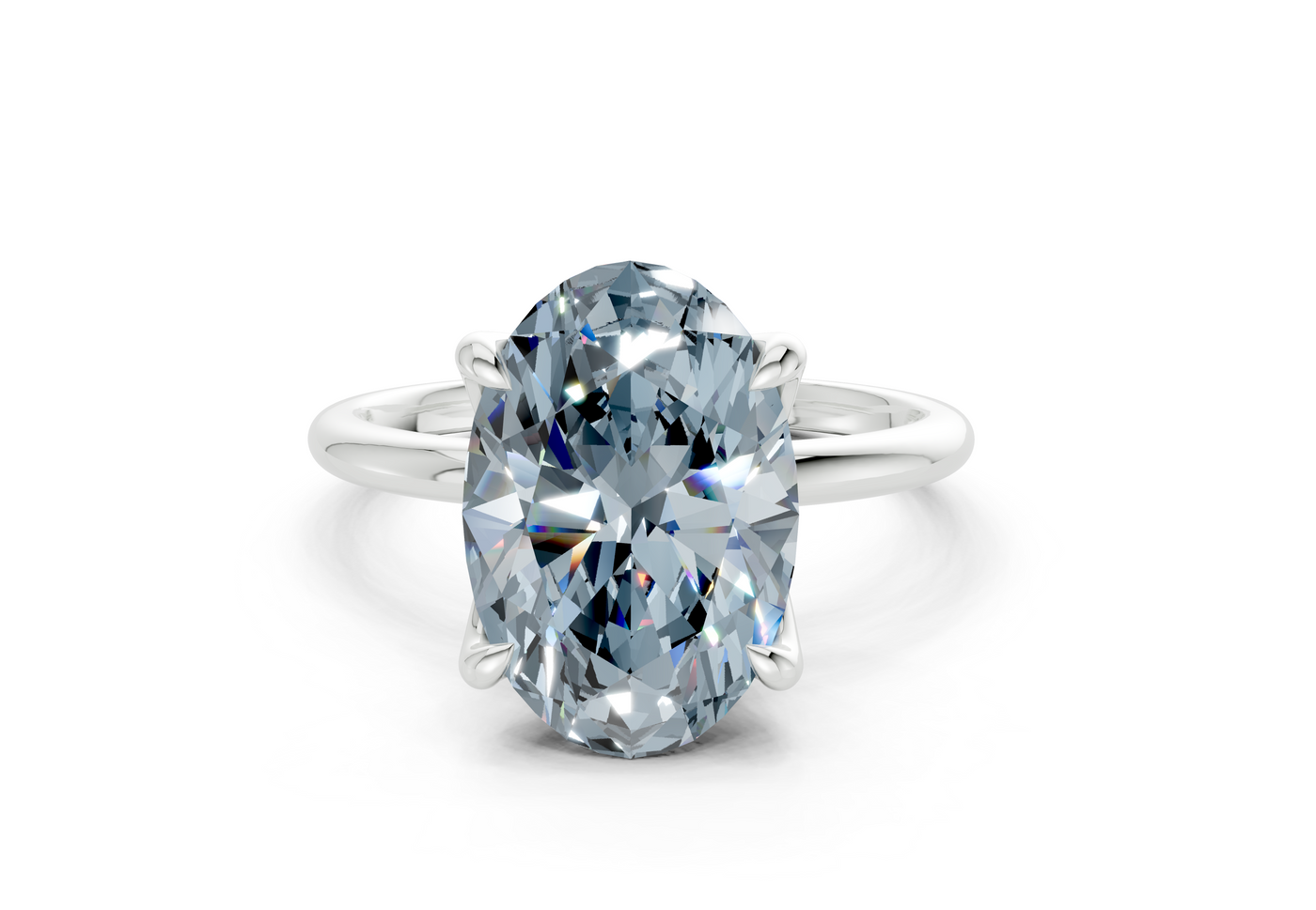 Phoenix Blue Diamond Solitaire Oval Cut 1.8mm Engagement Ring