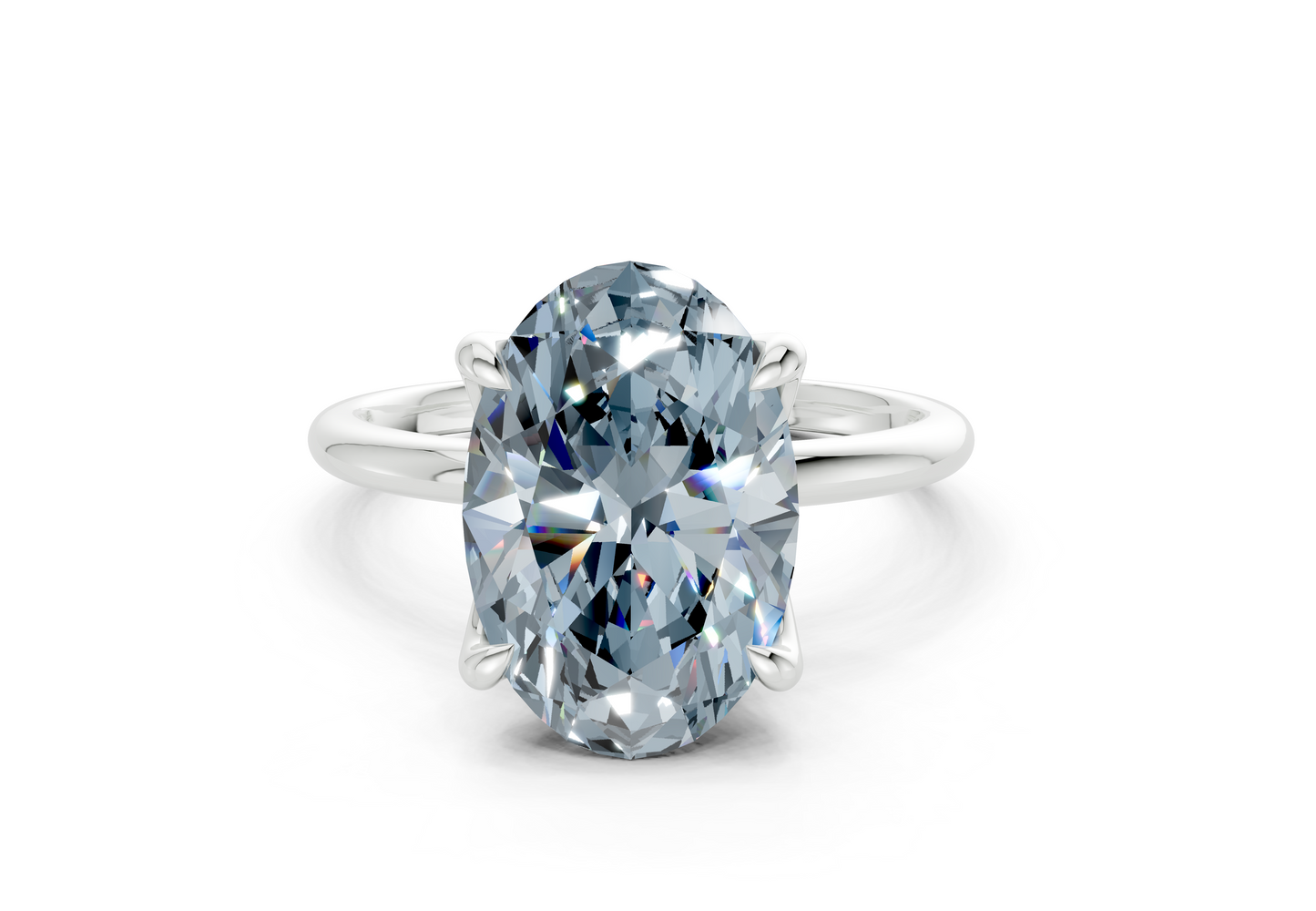 Phoenix Blue Diamond Solitaire Oval Cut 2.3mm Engagement Ring