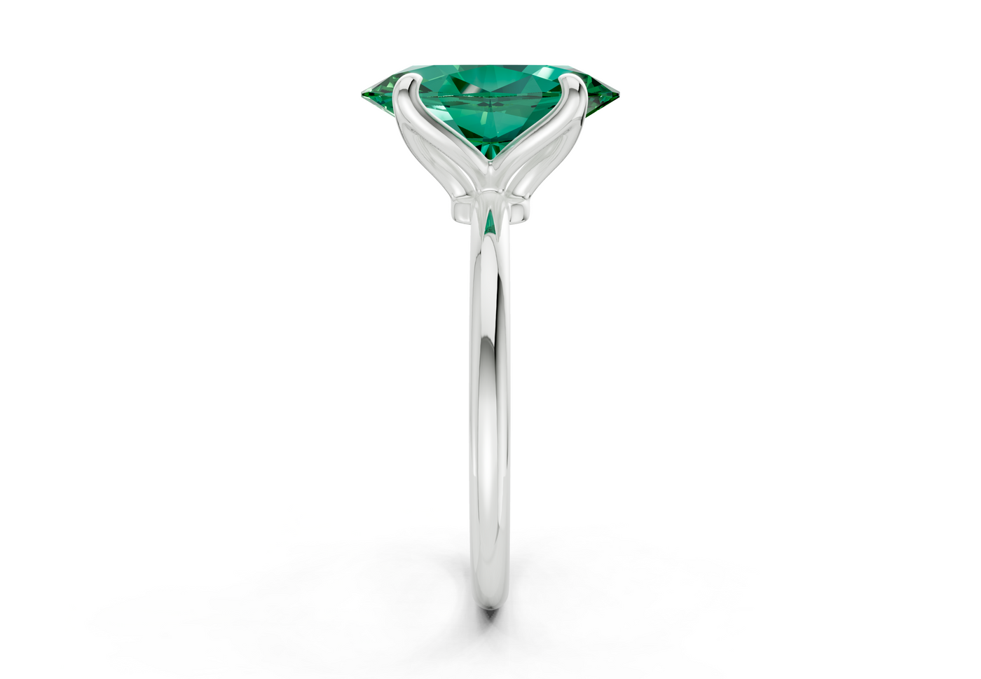 Phoenix Emerald Gemstone Solitaire Oval Cut 1.8mm Engagement Ring