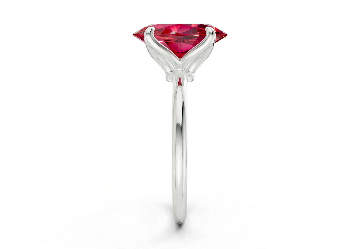 Phoenix Ruby Gemstone Solitaire Oval Cut 1.8mm Engagement Ring