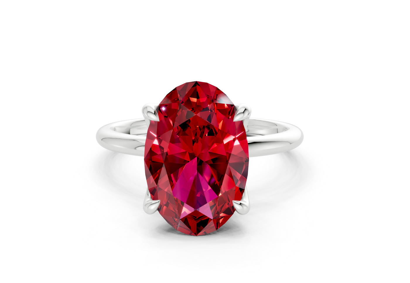 Phoenix Ruby Gemstone Solitaire Oval Cut 1.8mm Engagement Ring