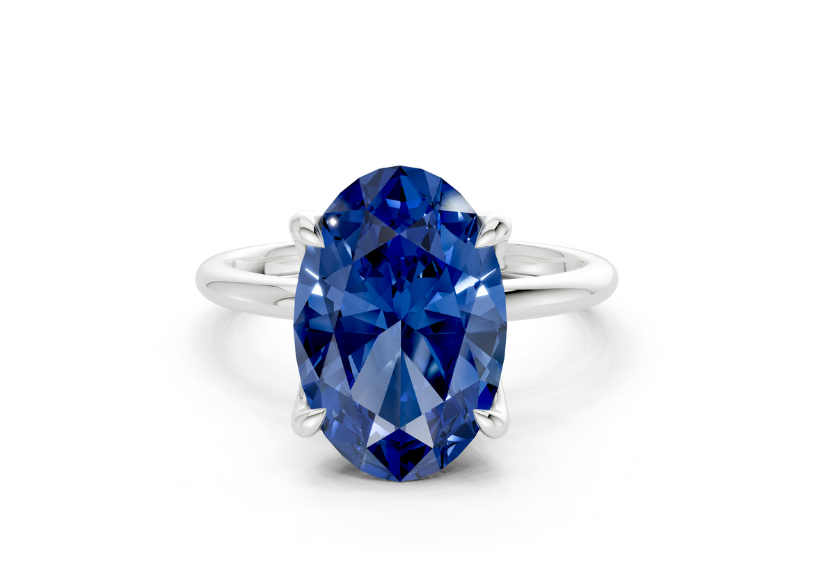 Phoenix Sapphire Gemstone Solitaire Oval Cut 1.8mm Engagement Ring