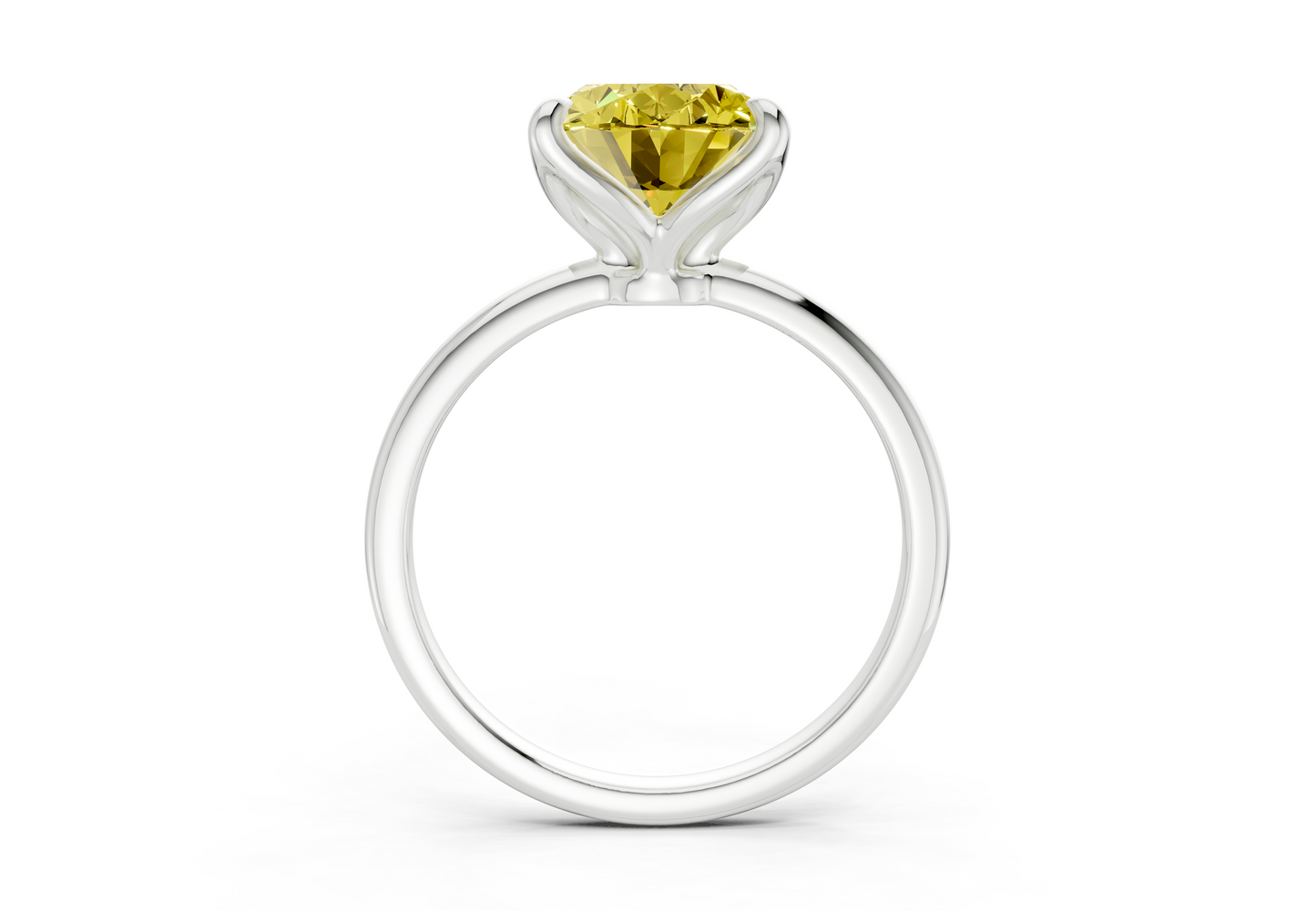 Phoenix Yellow Diamond Solitaire Oval Cut 1.8mm Engagement Ring