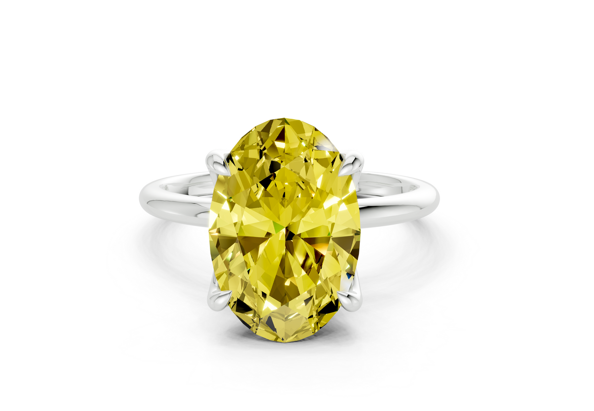 Phoenix Yellow Diamond Solitaire Oval Cut 2mm Engagement Ring