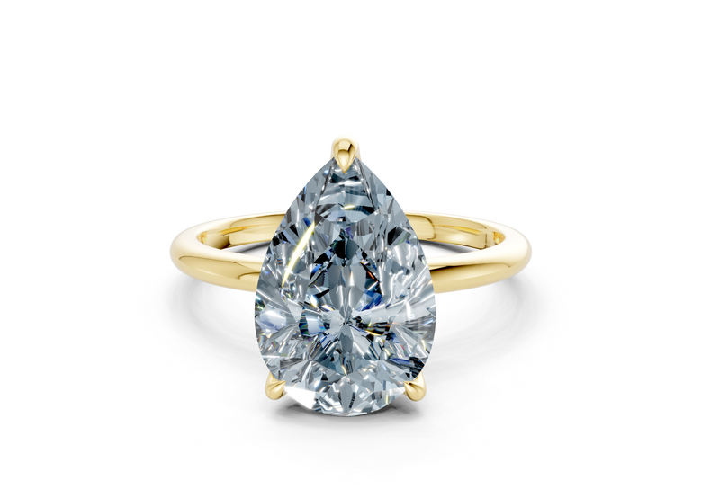 Phoenix Blue Diamond Solitaire Pear Cut 2mm Engagement Ring