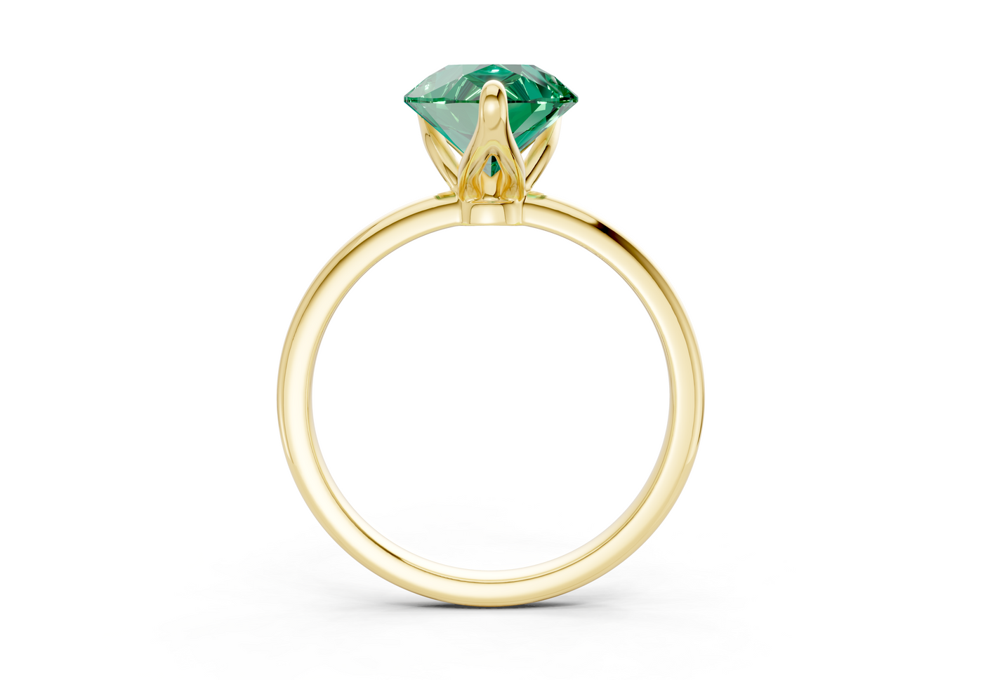 Phoenix Emerald Gemstone Solitaire Pear Cut 2mm Engagement Ring