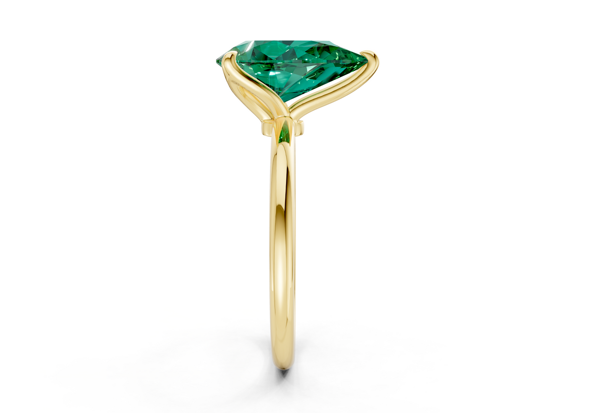 Phoenix Emerald Gemstone Solitaire Pear Cut 2mm Engagement Ring