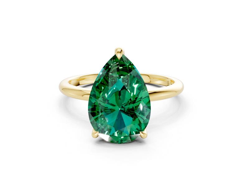Phoenix Emerald Gemstone Solitaire Pear Cut 2.3mm Engagement Ring