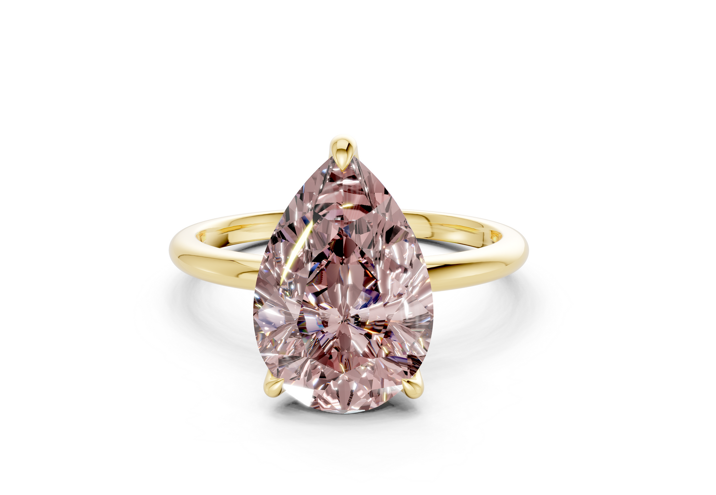 Phoenix Pink Diamond Solitaire Pear Cut 2mm Engagement Ring