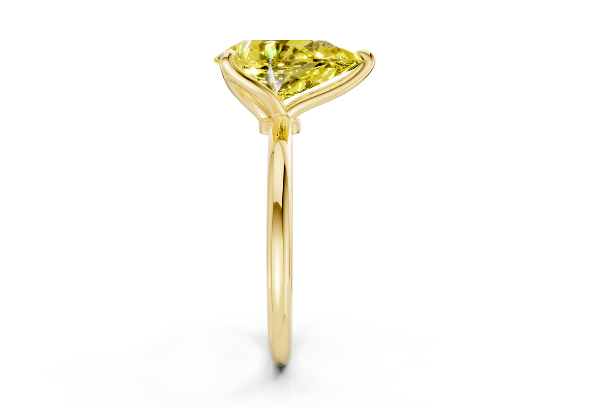 Phoenix Yellow Diamond Solitaire Pear Cut 1.8mm Engagement Ring