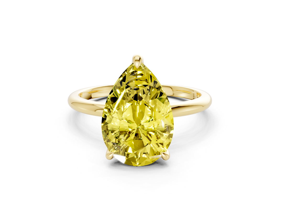 Phoenix Yellow Diamond Solitaire Pear Cut 1.8mm Engagement Ring
