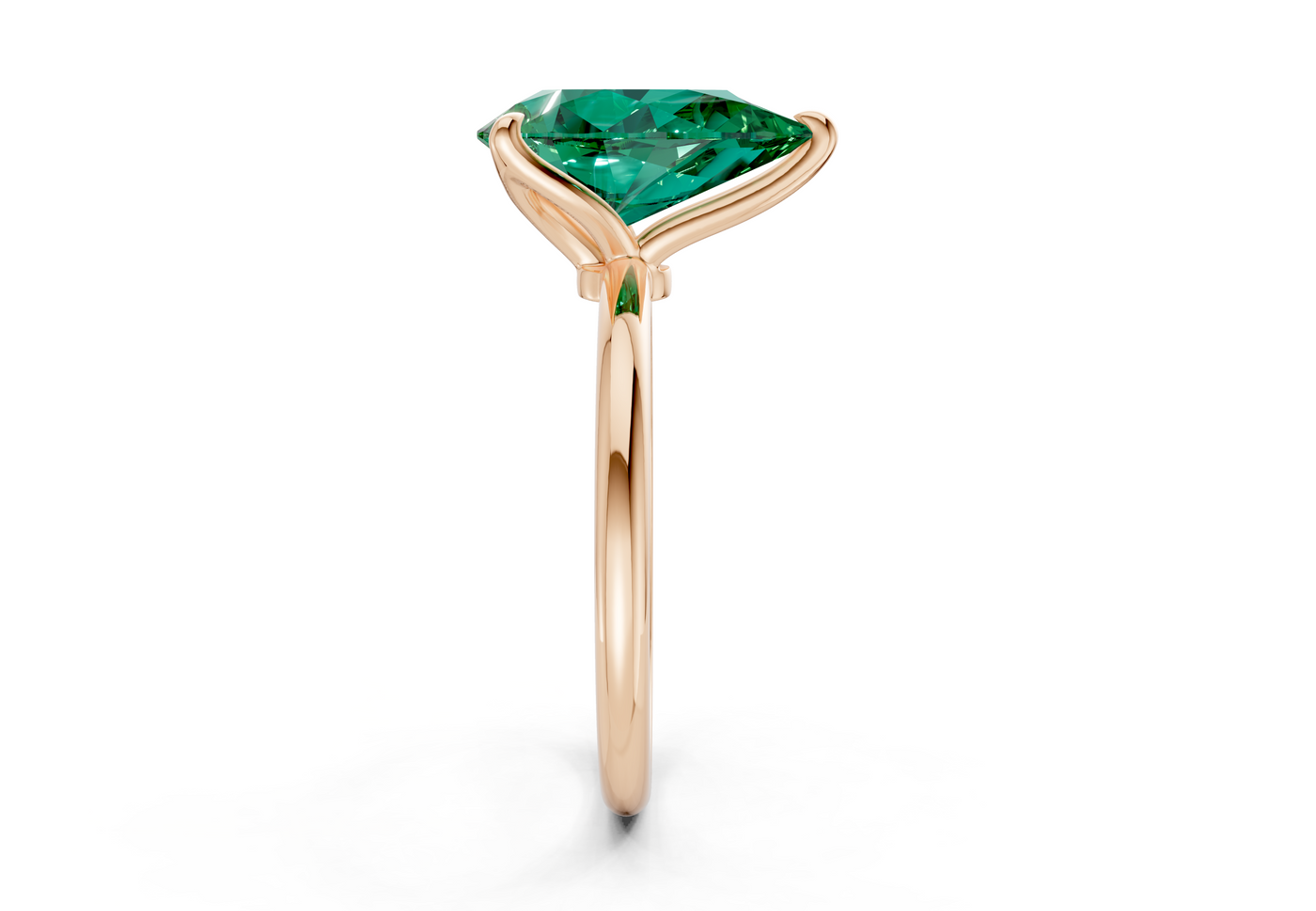 Phoenix Emerald Gemstone Solitaire Pear Cut 1.8mm Engagement Ring