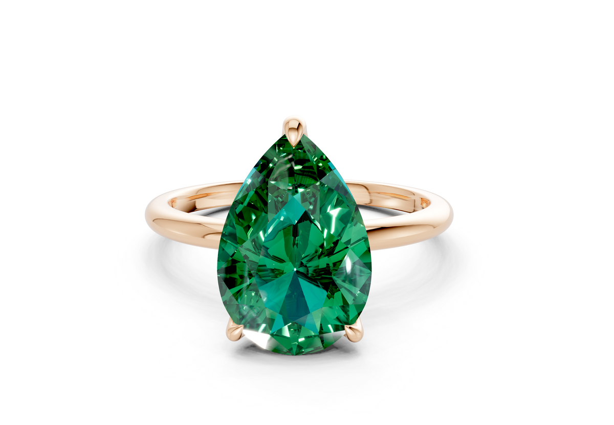 Phoenix Emerald Gemstone Solitaire Pear Cut 1.8mm Engagement Ring
