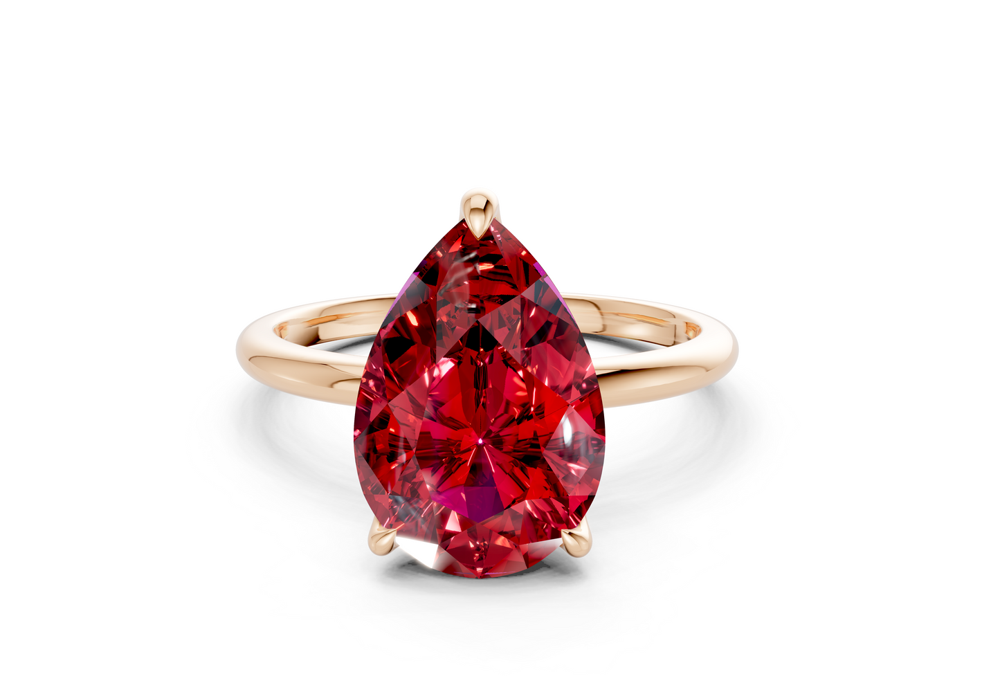 Phoenix Ruby Gemstone Solitaire Pear Cut 2mm Engagement Ring