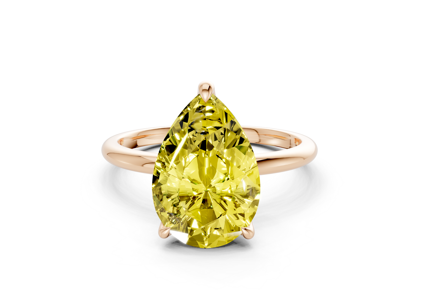 Phoenix Yellow Diamond Solitaire Pear Cut 2.3mm Engagement Ring