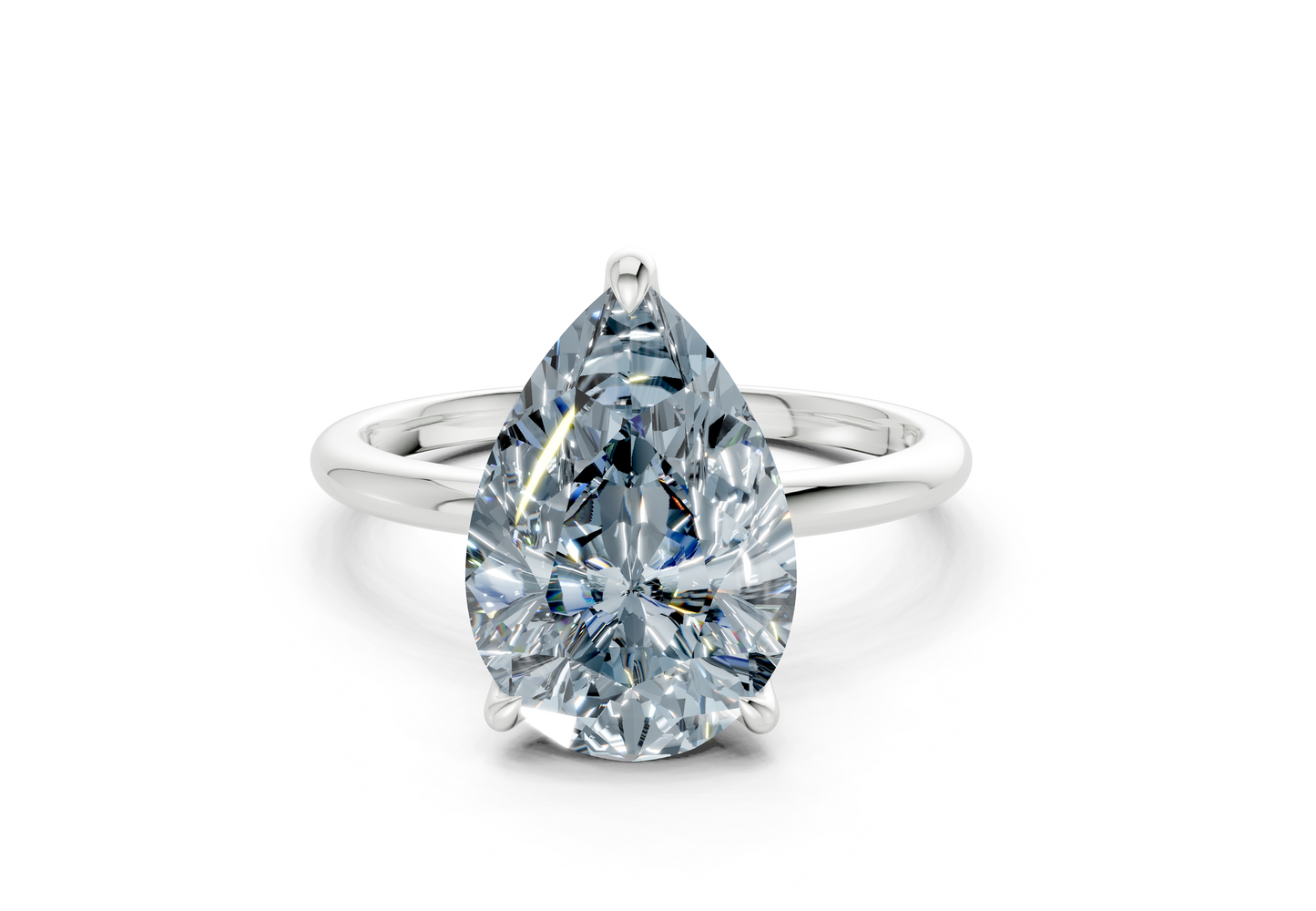 Phoenix Blue Diamond Solitaire Pear Cut 1.8mm Engagement Ring