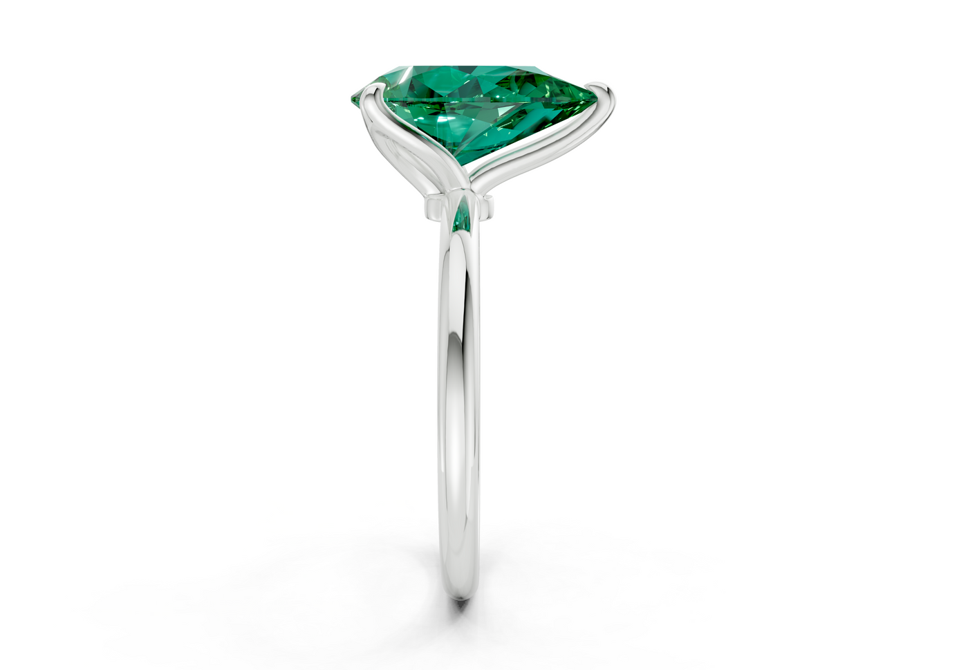 Phoenix Emerald Gemstone Solitaire Pear Cut 1.8mm Engagement Ring