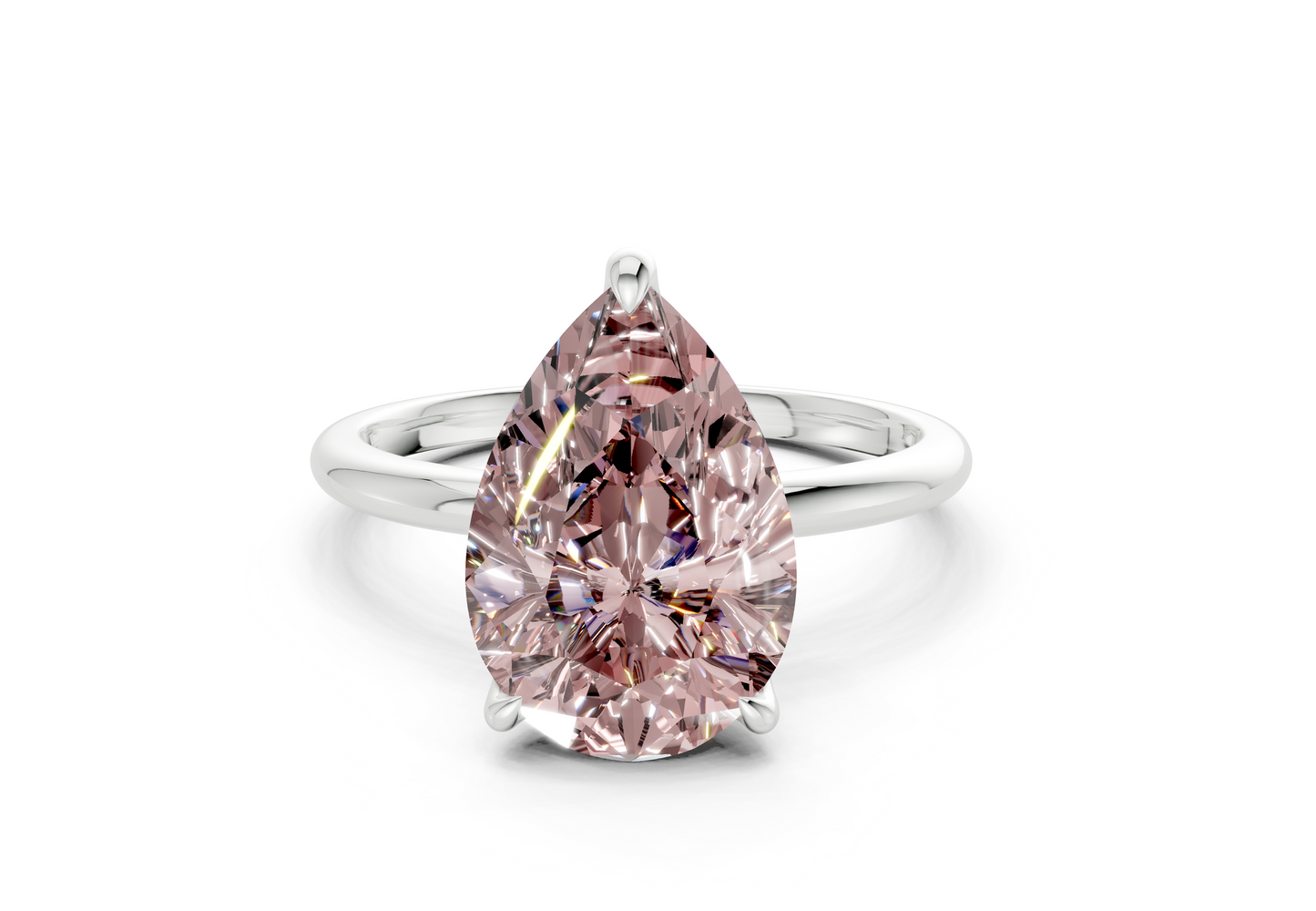 Phoenix Pink Diamond Solitaire Pear Cut 2mm Engagement Ring